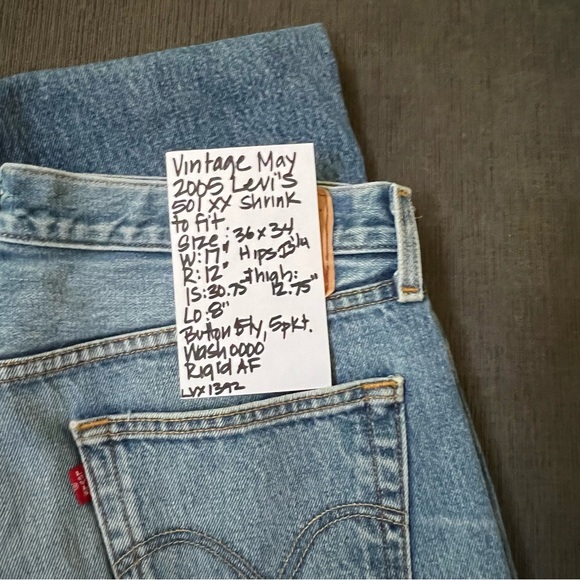 Vintage 2005 Levi’s 501 XX Shrink to Fit Straight Leg Jeans Mexico Tag 36 X 34 - Picture 11 of 11